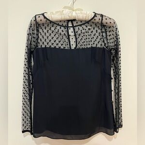 Milly Silk Top Swiss Dot Mesh Top - Size 4 (S/XS)